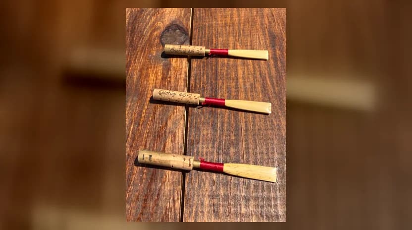 Three real handmade HAKAN REEDS oboe reeds tied with red thread
